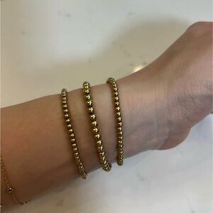 Gold Vermeil Beaded Stretch Bracelet Trio - Women Jewelry